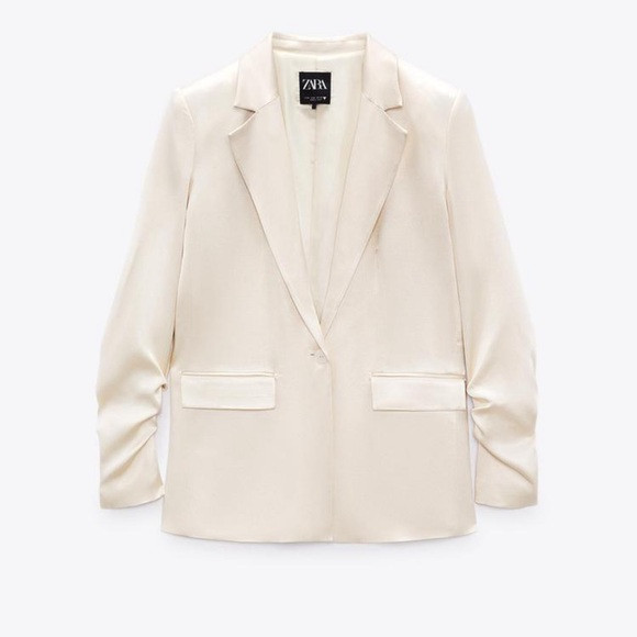 Zara Ruched Satin Effect Blazer | Poshmark