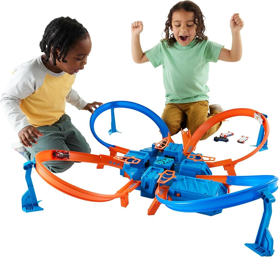 Hot Wheels Track Set with 1:64 Scale Toy Car, 4 Intersections for Crashing, Powered by a Motorize... | Amazon (US)