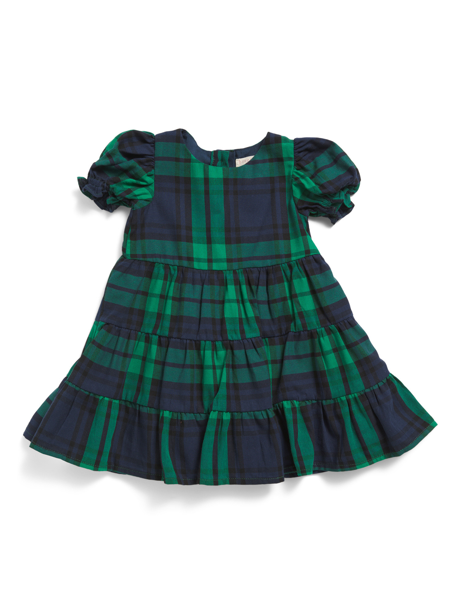 Infant Girls Plaid Poplin Tiered Dress With Tights | Marshalls
