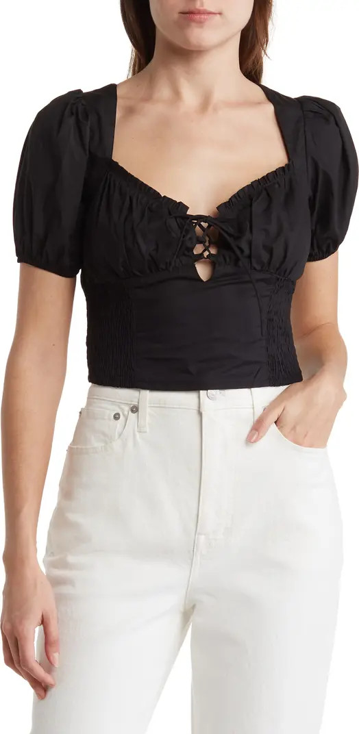 Puff Sleeve Smocked Poplin Blouse | Nordstrom Rack