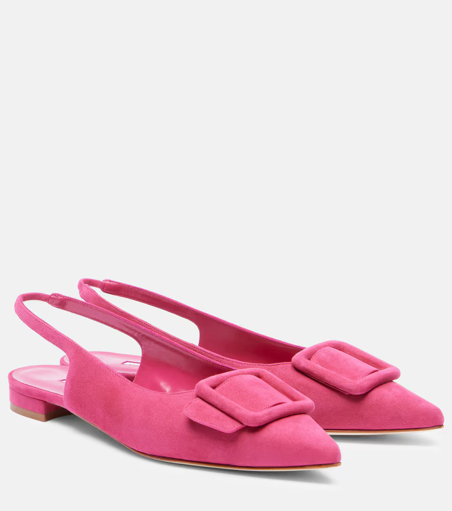 Manolo Blahnik Maylura suede slingback flats | Mytheresa (US/CA)