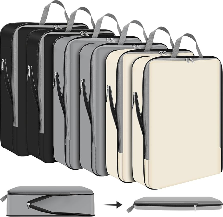 Hosuly 6 Pcs Large Ultralight Compression Packing Cubes for Travel 17.3 x 12.6'' XL Large Expanda... | Amazon (US)