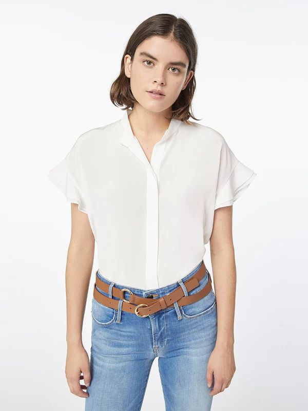 Silk Flounce Short Sleeve -- Off White | Frame Denim