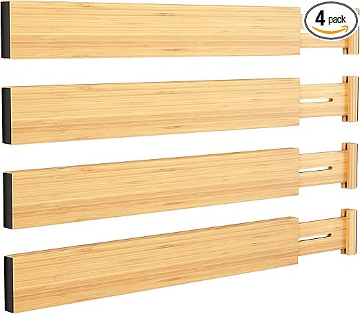 BAMEOS Drawer Dividers kitchen Organization Bamboo Utensil Organizers for Kitchen Bedroom Bathroo... | Amazon (US)