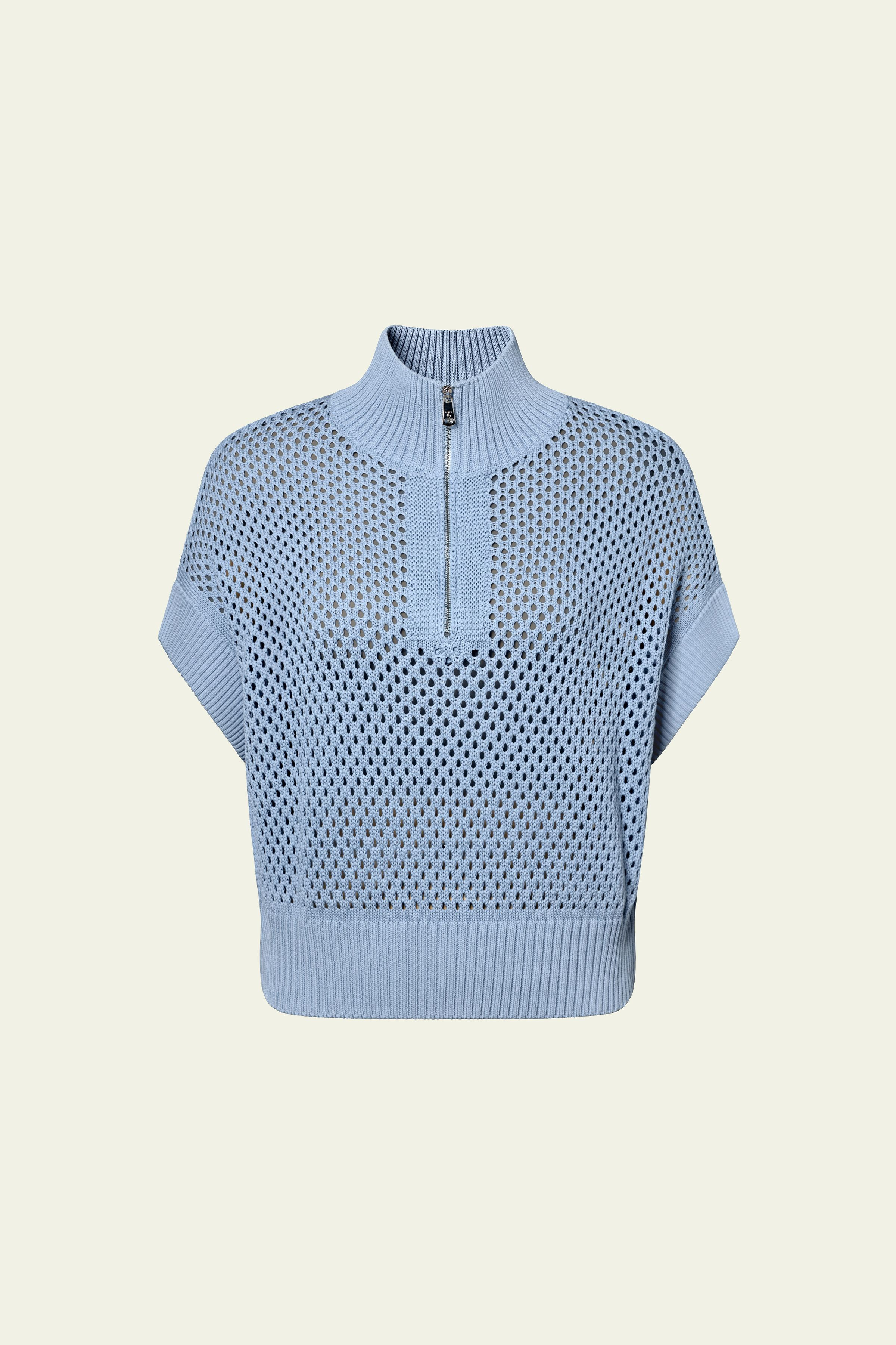 Toscana Pointelle Knit Half-Zip Sweater | LILYSILK