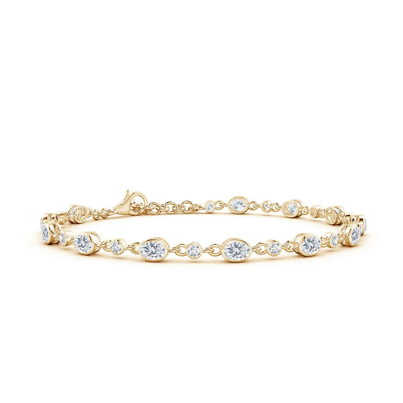 Alternating Oval and Round Lab-Grown Diamond Tennis Bracelet | Angara Inc.
