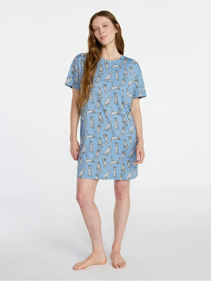 Joyspun Women’s Dreamy Soft Collection Short Sleeve Sleep Shirt, Sizes S/M to 2X/3X | Walmart (US)