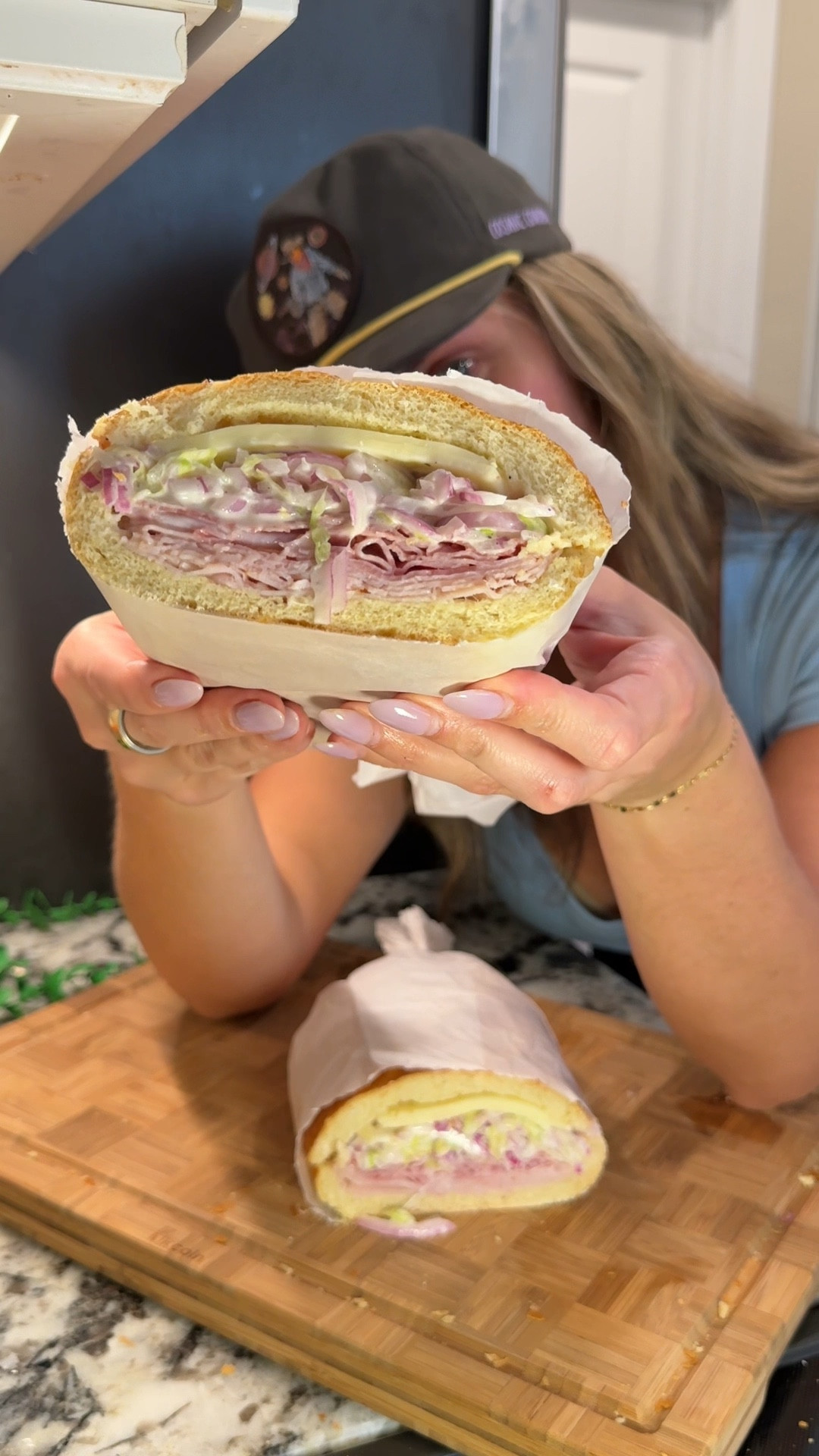 poolside sandwich season is finally here & we are SO back✨obsessed with making these massive sandwiches- hits the spot everytime!

#lunchideas #kitchenessentials #cooking #kitchenfavorites

Ingredients:
- head iceberg lettuce, sliced
- 1/2 large red onion, sliced thinly
- 1/2 cup mayonnaise
- 3-4 tbsp red wine vinegar
- salt & pepper to taste
- oven roasted turkey breast
- honey ham
- salami
- provolone cheese
- loaf French bread

#LTKFamily #LTKSeasonal #LTKHome