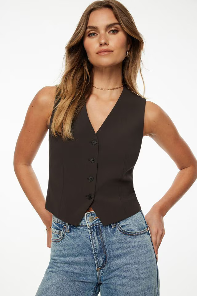 Millie Tailored Four Button Vest | Dynamite Clothing