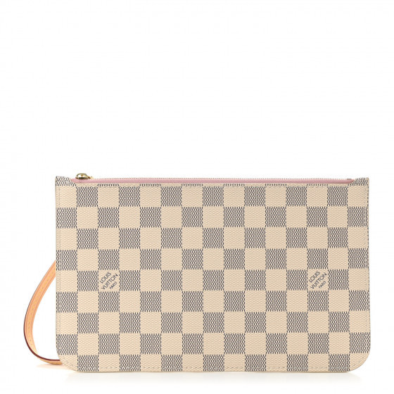 LOUIS VUITTON Damier Azur Neverfull MM GM Pochette Rose Ballerine | Fashionphile