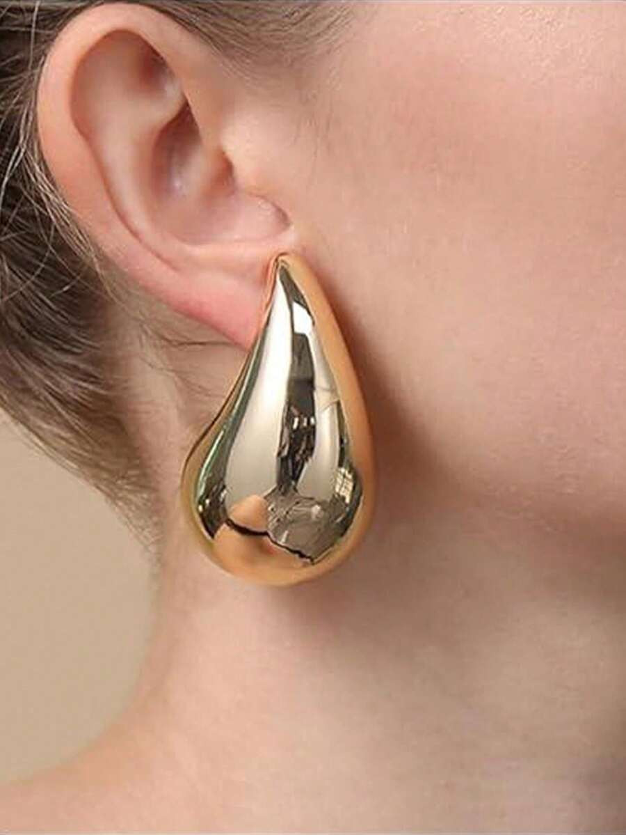 1 Pair Stainless Steel Oversized Water Drop Earrings For Women, Suitable For Party, Gathering And... | SHEIN