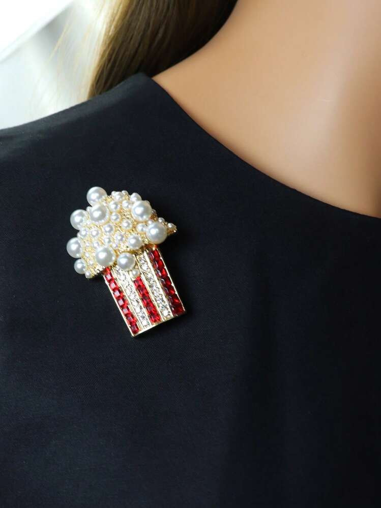 1pc Pearl & Gem Decor Popcorn Brooch, Fashion Jewelry Accessory, Gift For Her | SHEIN