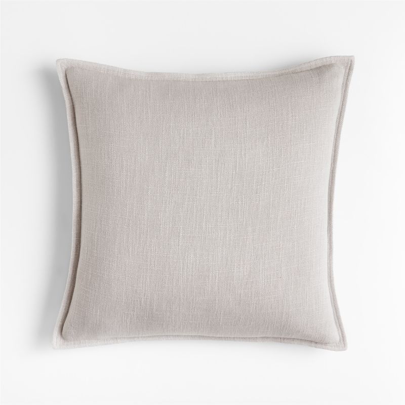 Pewter 20"x20" Square Laundered Linen Decorative Throw Pillow Cover + Reviews | Crate & Barrel | Crate & Barrel