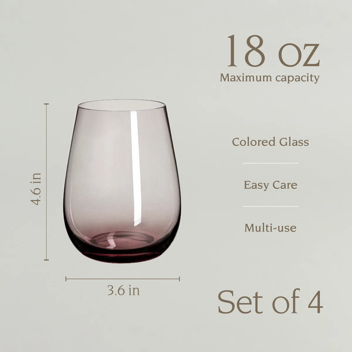 over&back 18oz Smoke Stemless Mouth-Blown Glassware - Set of 4 Drinking Glasses (Set of 4) | Wayfair North America