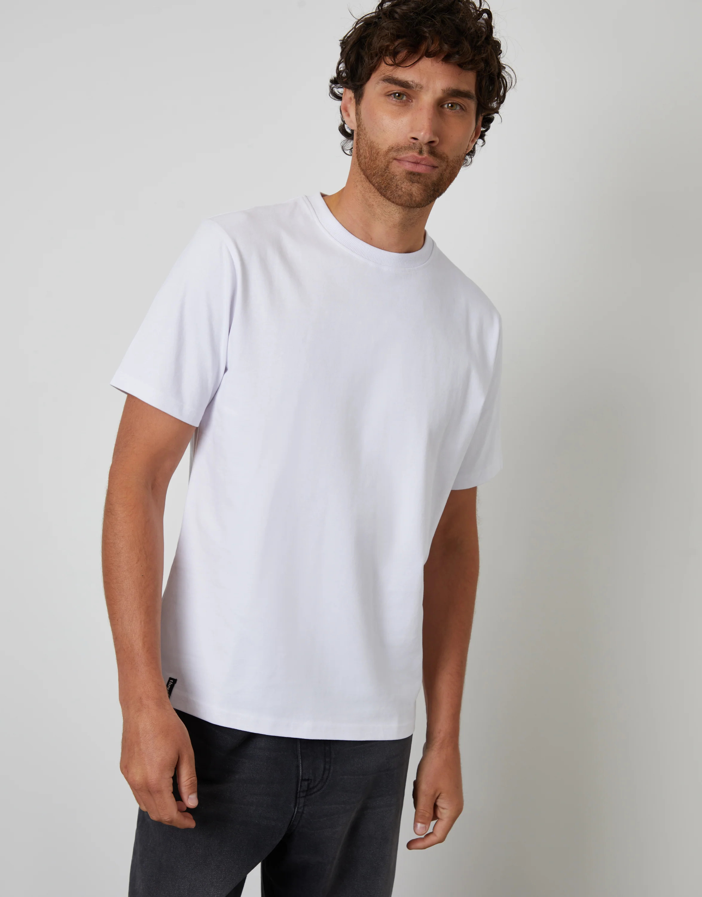 White Peached Cotton Crew Neck T-Shirt | Threadbare