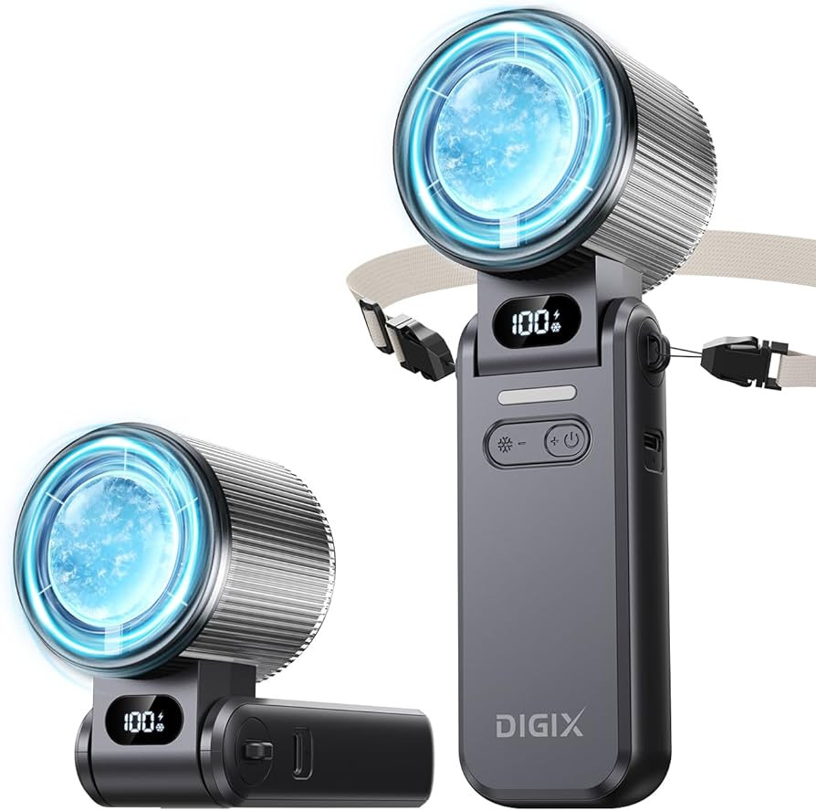 DIGIX Portable Handheld Turbo Fan with Ice Cooling, Rechargeable Personal Fan, Up to 15Hrs Coolin... | Amazon (US)