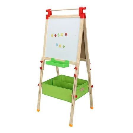 SalonMore Wooden Kids Art Easel, Double-Sided Whiteboard and Chalkboard, Adjustable Standing Easel,  | Walmart (US)