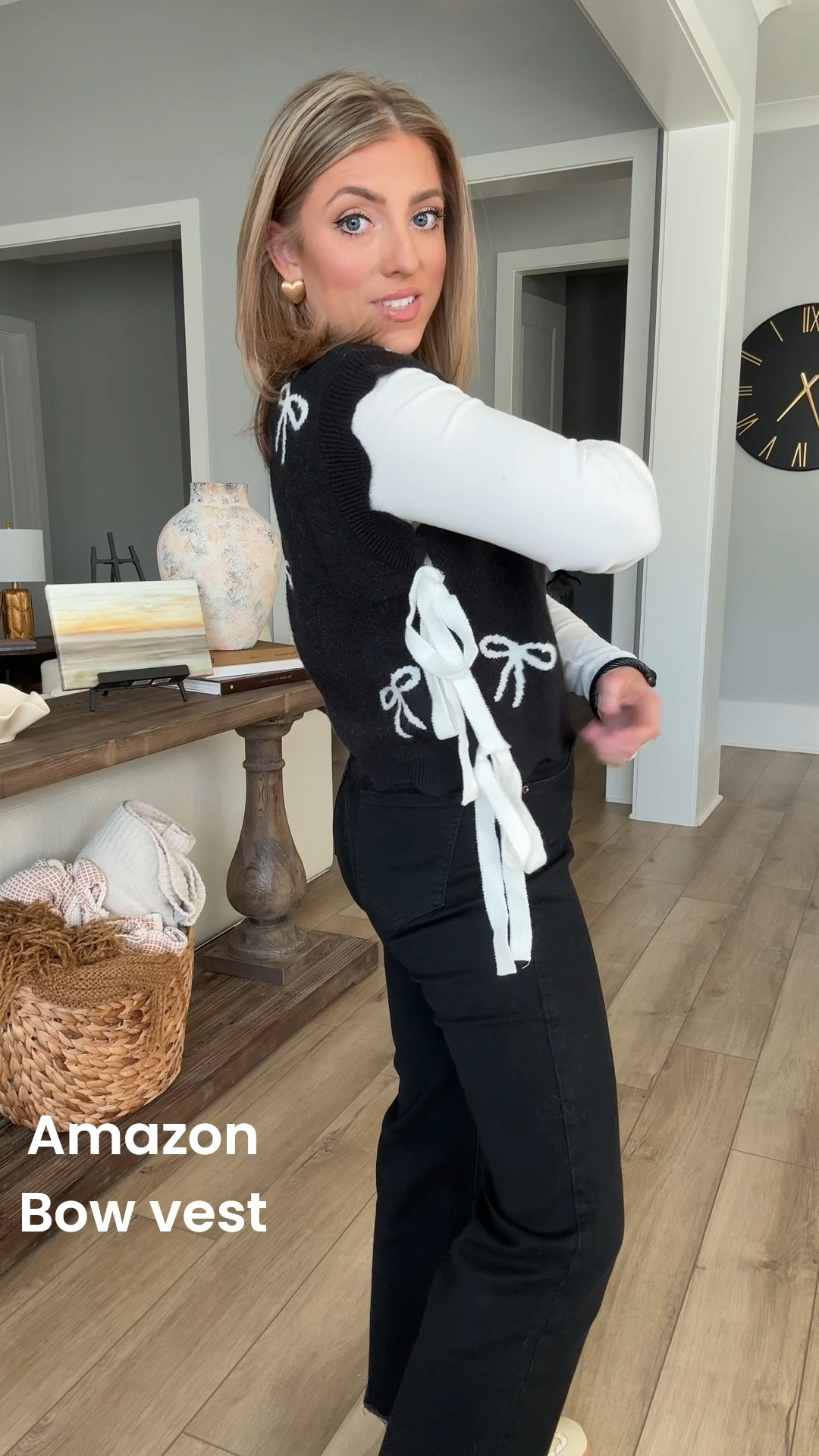 Birthday dinner outfit vibes 🎀✨
Wore this look to celebrate my mom’s birthday tonight and I couldn’t love it more. This Amazon bow sweater vest is such a statement piece — the sweetest bow details and side ties make it feel elevated but still fun and wearable. I layered it over a fitted long sleeve top and paired it with my go-to Amazon jeans for a flattering, comfortable fit. Finished the look with the cutest Amazon embroidered bow sneakers that tie everything together while keeping it comfy for dinner and celebrating. The perfect mix of dressy and casual for a special night out.

amazon bow vest, amazon outfit for dinner, amazon birthday outfit, bow detail outfit, amazon jeans outfit, embroidered bow sneakers, chic casual outfit, women’s amazon fashion, affordable dinner outfit, elevated casual style

#amazonfashion #amazonfinds #amazonootd #bowdetails #birthdaydinneroutfit #outfitoftheday #casualchic #womensfashion #amazonstyle #bowobsessed #momstyle #fashioninspo