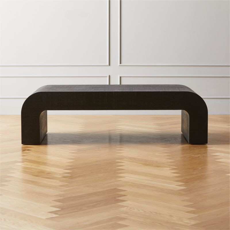 Horseshoe Black Laquered Linen 60" Coffee Table + Reviews | CB2 | CB2