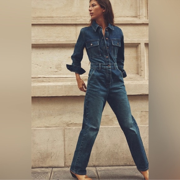 ZARA NEW WOMAN Z1975 DENIM JUMPSUIT WITH FRONT POCKETS | Poshmark