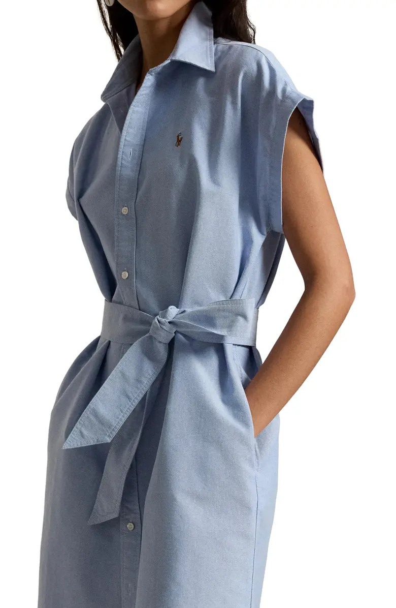 Belted Cotton Midi Oxford Shirtdress | Nordstrom