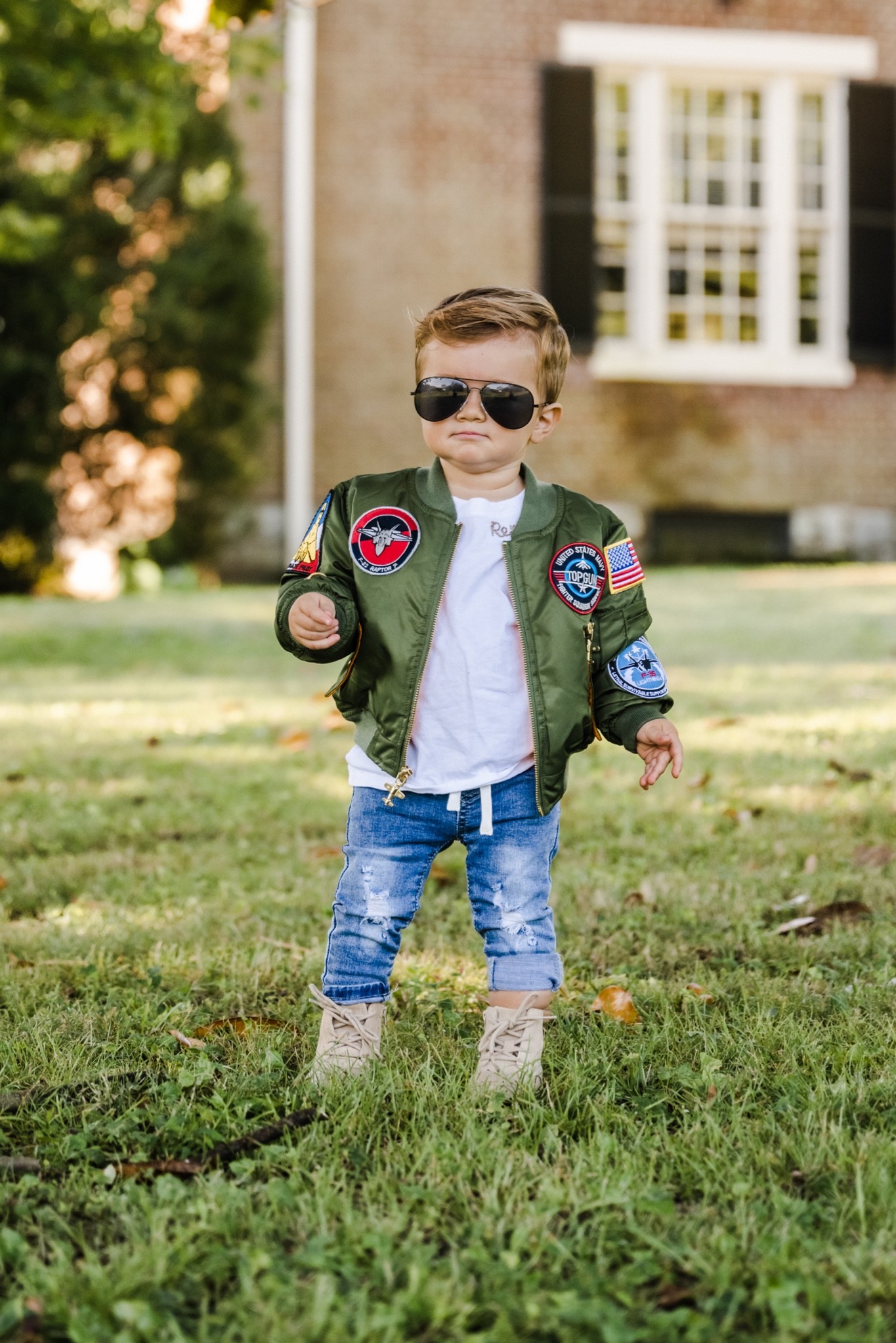 Up and Away Children's Medium-Weight MA-1 Flight Jacket in Green With Seven Patches

#LTKSeasonal #LTKunder50 #LTKHalloween
