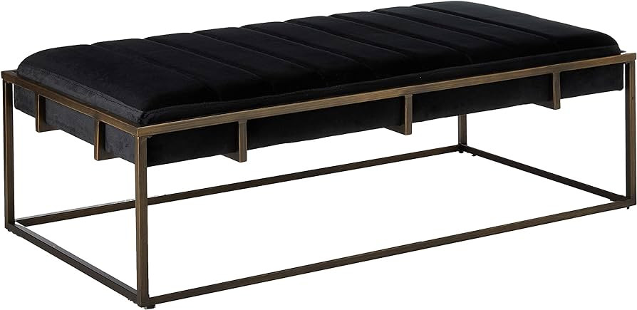 Christopher Knight Home Vassy Modern Velvet Ottoman Bench with Brass Finish, Black | Amazon (US)