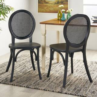Noble House Chrystie Matte Black Wood Dining Chair (Set of 2) | The Home Depot