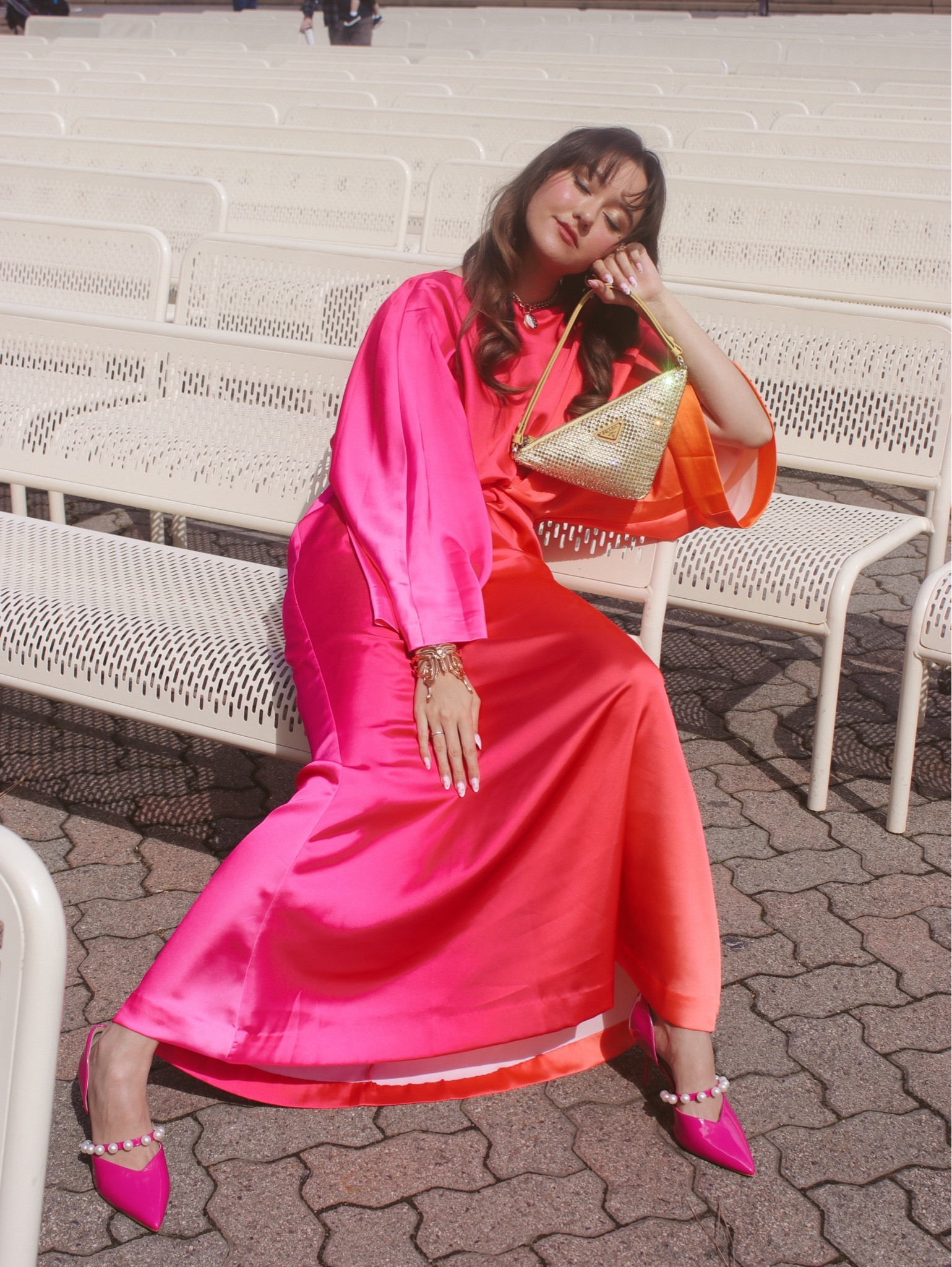 H&m pink cheap satin dress