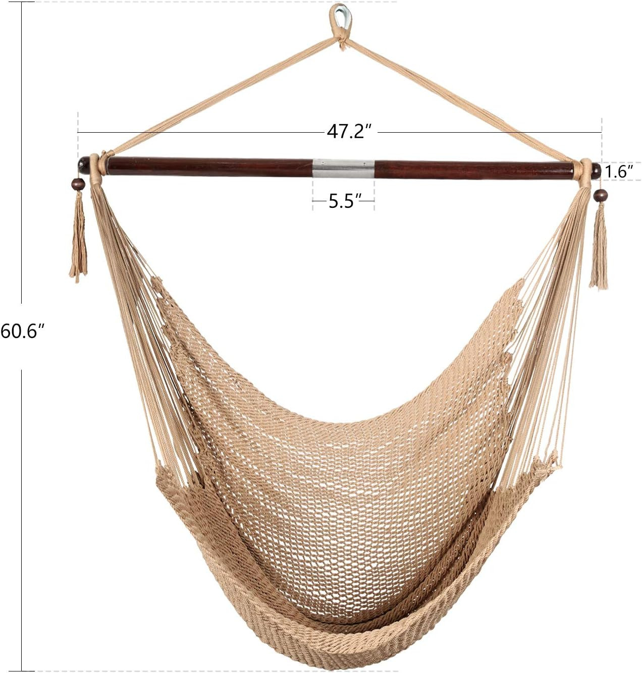 Large Caribbean Hammock Hanging Chair, Durable Polyester Hanging Chair, Swing Chair w/Foldable Sp... | Amazon (US)