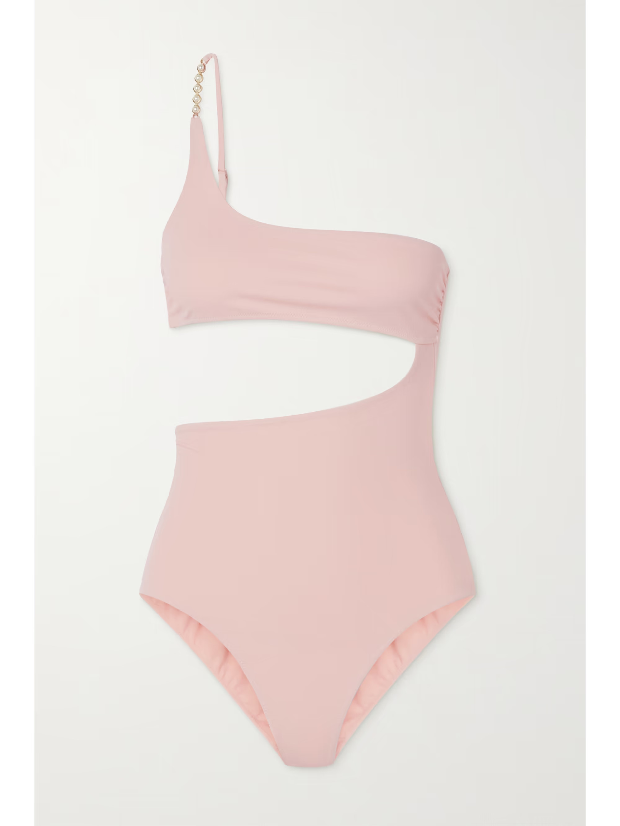 + NET SUSTAIN one-shoulder embellished cutout stretch-ECONYL swimsuit | NET-A-PORTER (US)