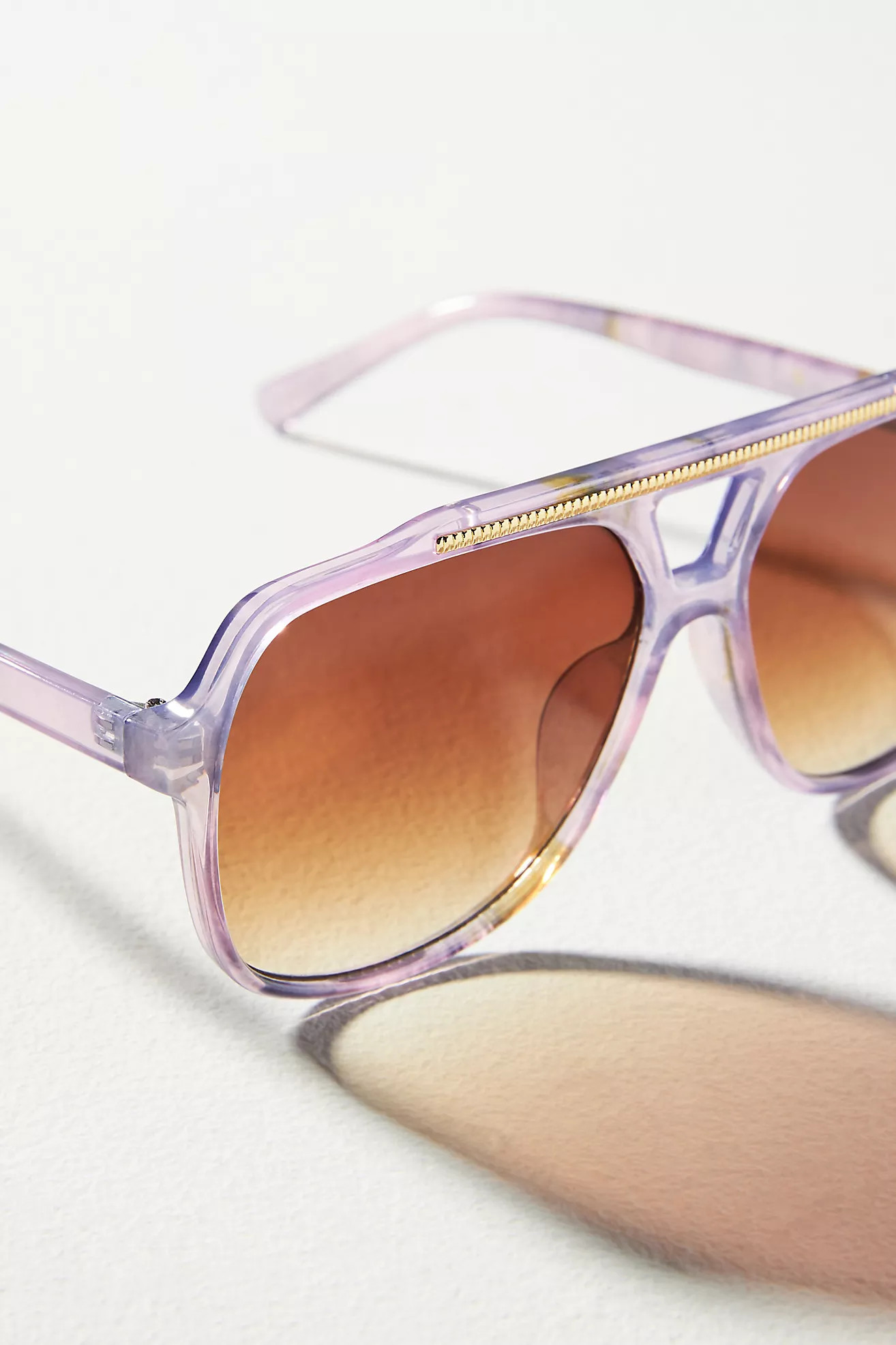 Gold Brow Aviator Sunglasses | Anthropologie (US)