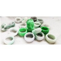 Genuine Jadeite Jade Ring Band For Woman Or Man Fat Modern Jewelry, Raw Stone Ring, Chinese Solid | Etsy (US)