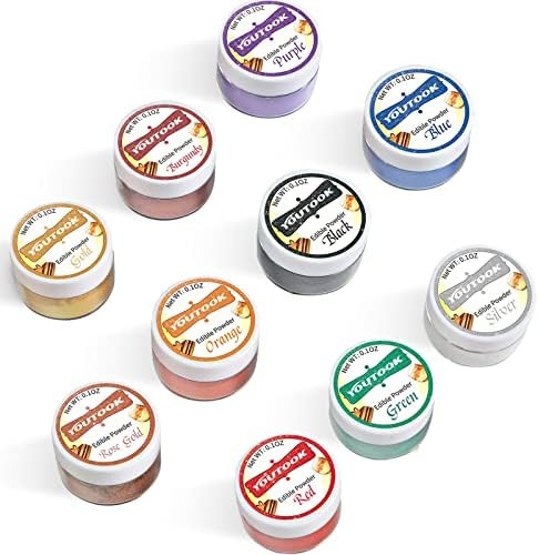 Luster Dust Edible Set 10 Colors: YouTook Drink Glitter Edible Dust for Baking Decoration, Cakes ... | Amazon (US)
