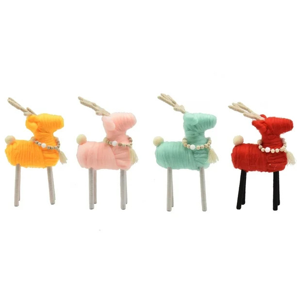 Holiday Time Bright Yarn Reindeer Tabletop Decorations, 13", 4 Count - Walmart.com | Walmart (US)