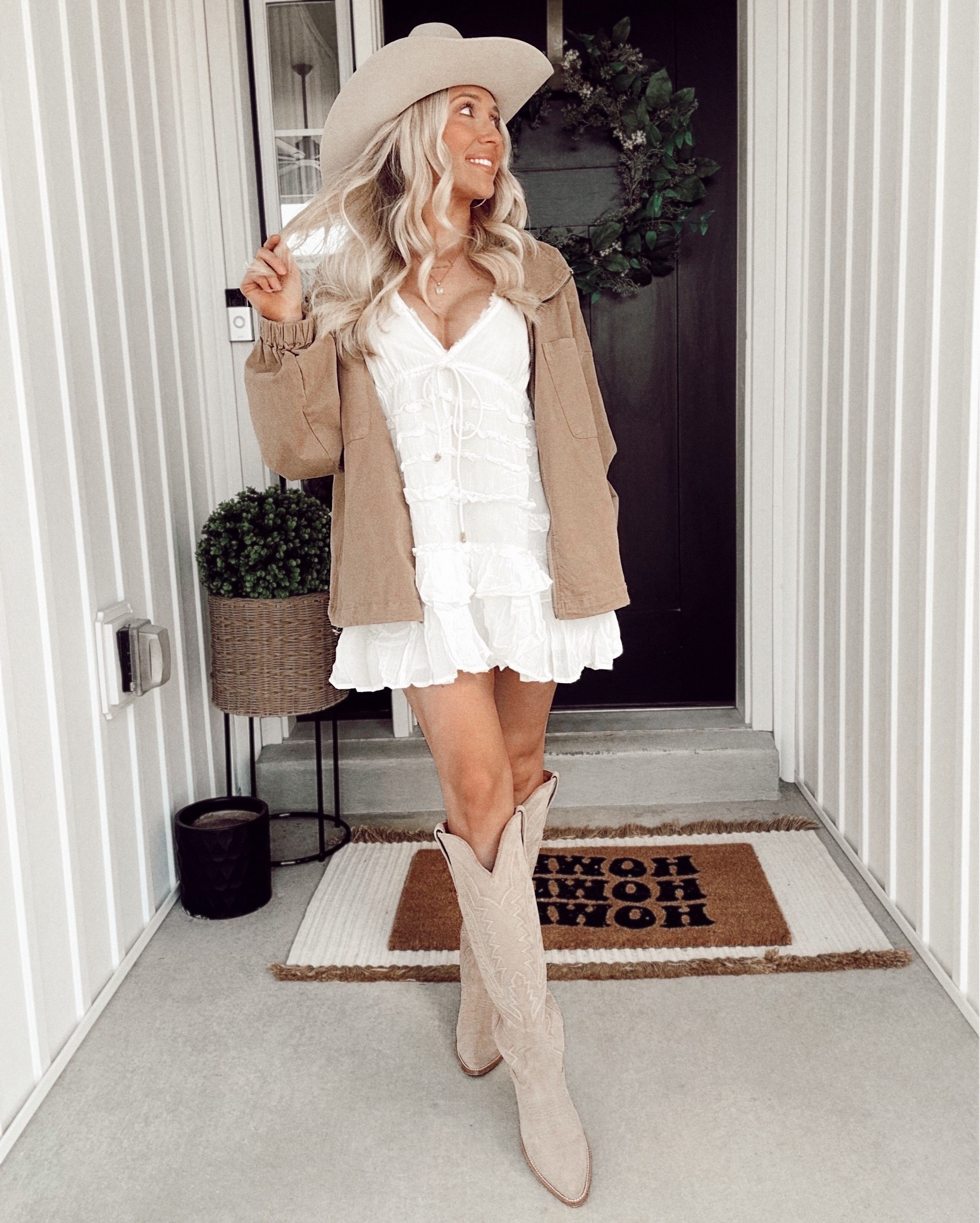 Loving this white ruffled mini dress from Free People paired with a canvas/utility/barn jacket. I’m linking a ton of different utility/barn jackets below at all different price points My exact outfit is linked below!! 

Follow my shop @kerstynweatherman on the @shop.LTK app to shop this post and get my exclusive app-only content!

#liketkit 
@shop.ltk
https://liketk.it/577yk

#LTKStyleTip #LTKFindsUnder100 
@Tecovas @12th Tribe 

#LTKdayinmylife #LTKootd #LTKSpringSale