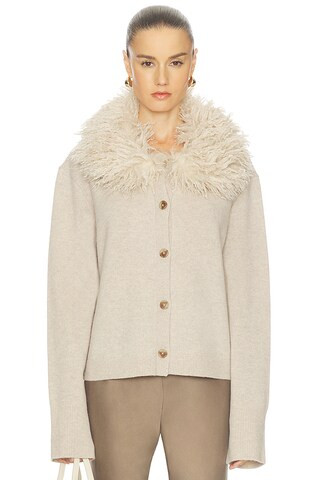 L'Academie By Marianna Allegria Faux Fur Cardigan in Beige Heather from Revolve.com | Revolve Clothing (Global)
