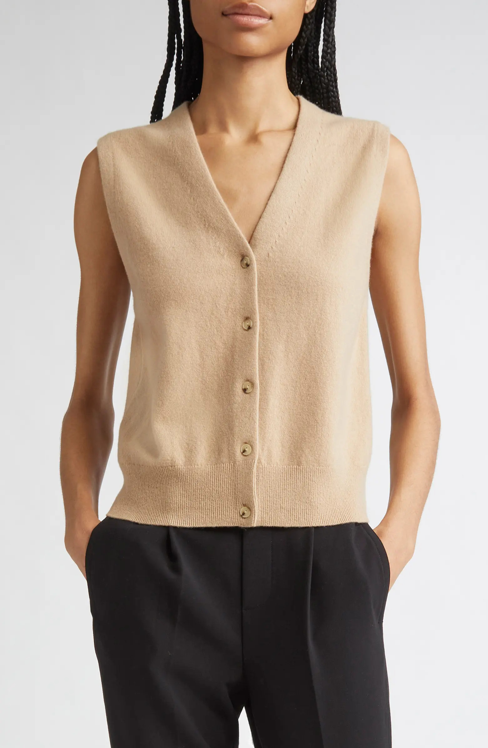 Shrunken Button Wool & Cashmere Blend Vest | Nordstrom