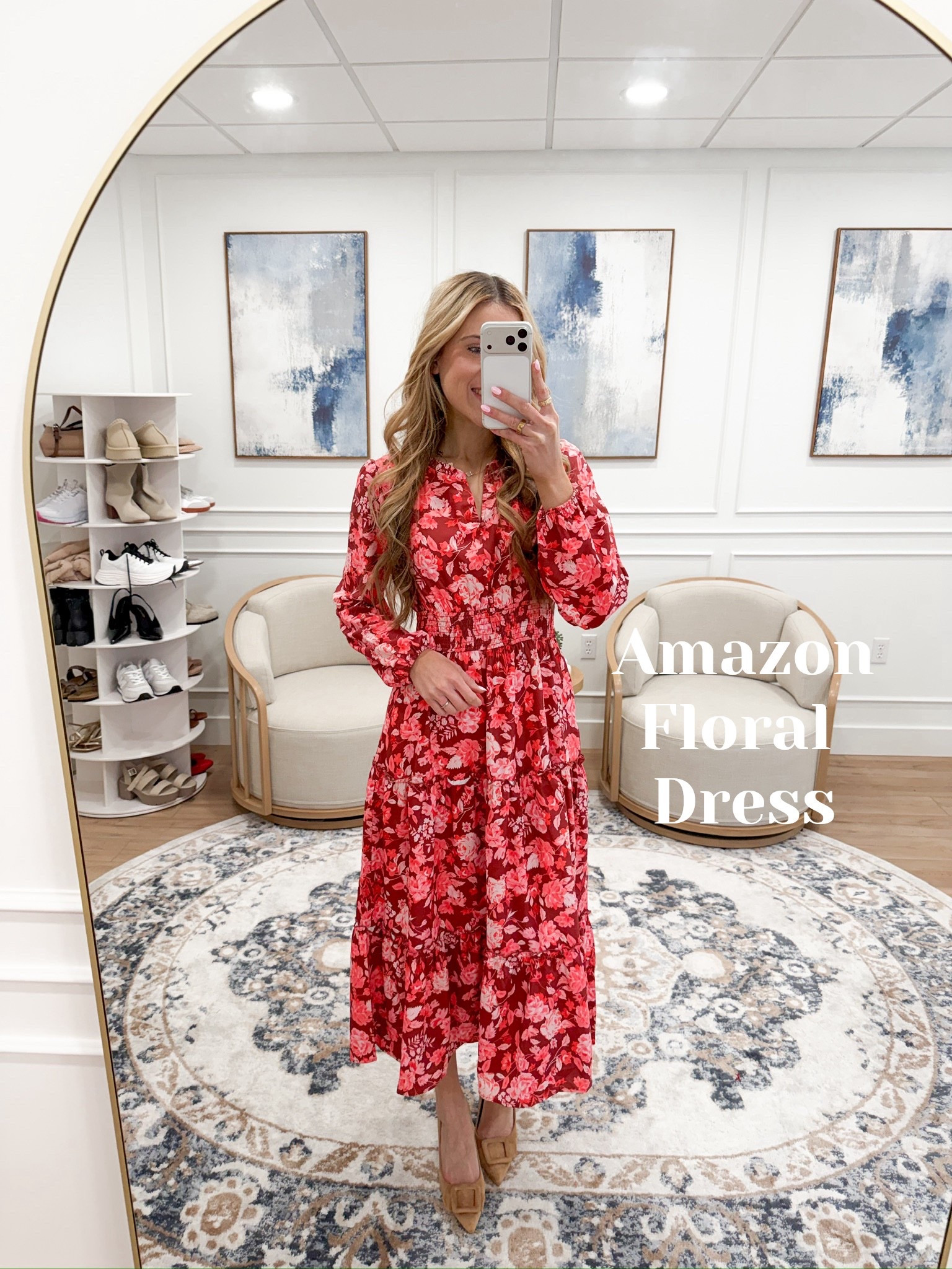 Wearing size small – This floral midi dress is an Amazon find that works for now and later 💐 It’s lightweight with a stretchy waist, fully lined, and has pockets! Perfect for church, baby showers, or Valentine’s Day. Add a cardigan or denim jacket for a layered look!

#LTKFindsUnder50 #LTKWorkwear #LTKTall