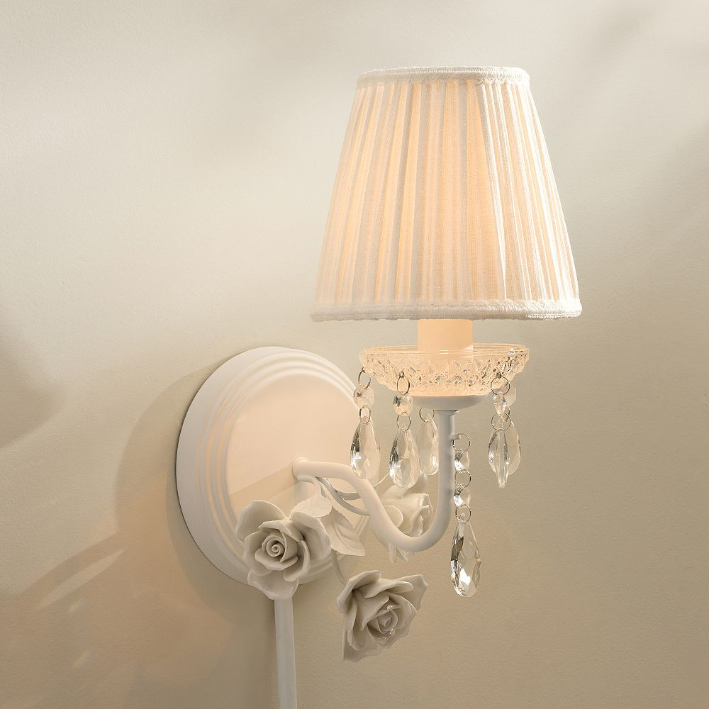 LoveShackFancy Floral Crystal Bead Plug-In Sconce (13.6") | Pottery Barn Teen