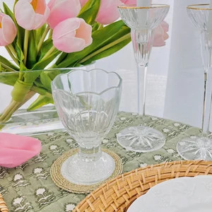 Set of Four Tulip/flower Shaped Textured Water Glasses Spring Glassware Chinoiserie/coastal/cotta... | Etsy (US)