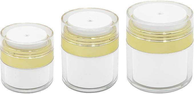 Airless Pump Jars, 0.5oz /1oz /1.7oz Empty Refillable Cosmetic Air Pump Jars Bottles Airless Loti... | Amazon (US)