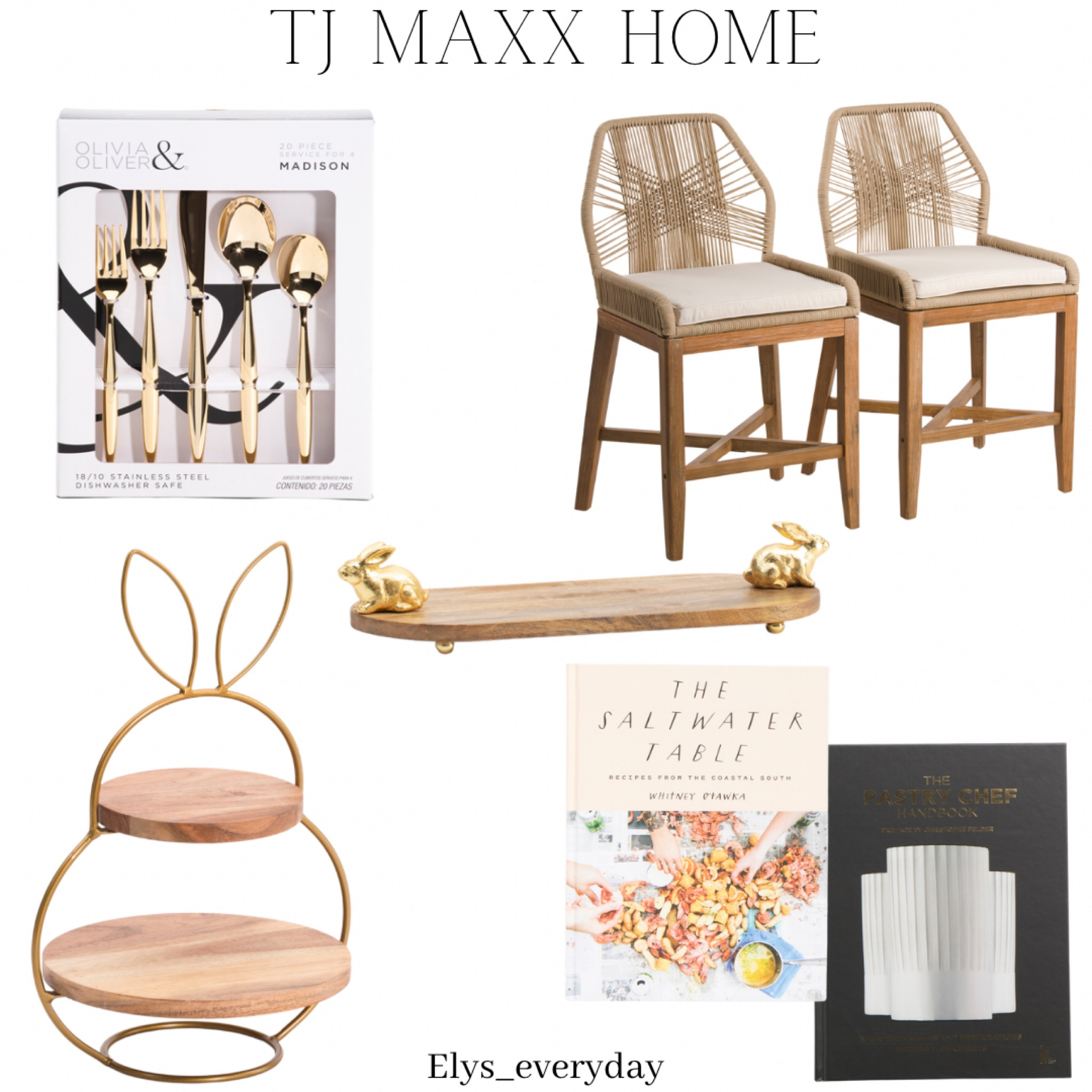 TJMAXX HOME 

#easterdecor #spring #homedecor #barstools #stools #chairs #cookbooks #cookbook #silverware #platter #tjmaxx #tjmaxxfinds 

#LTKSale #LTKFind #LTKhome