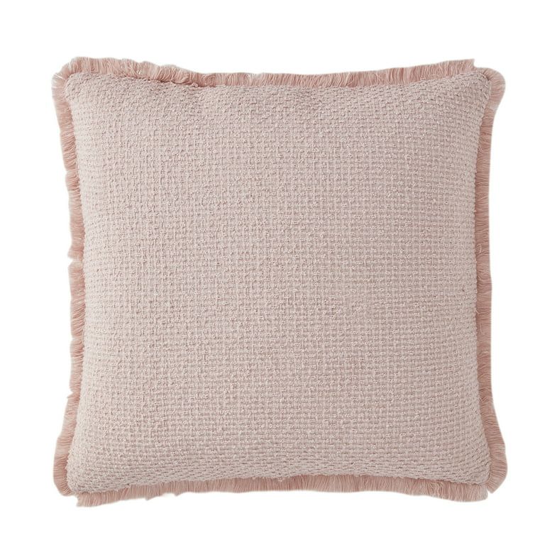 My Texas House Sabine Woven Fringe Square Decorative Pillow Cover, 20" x 20", Rose Smoke - Walmar... | Walmart (US)