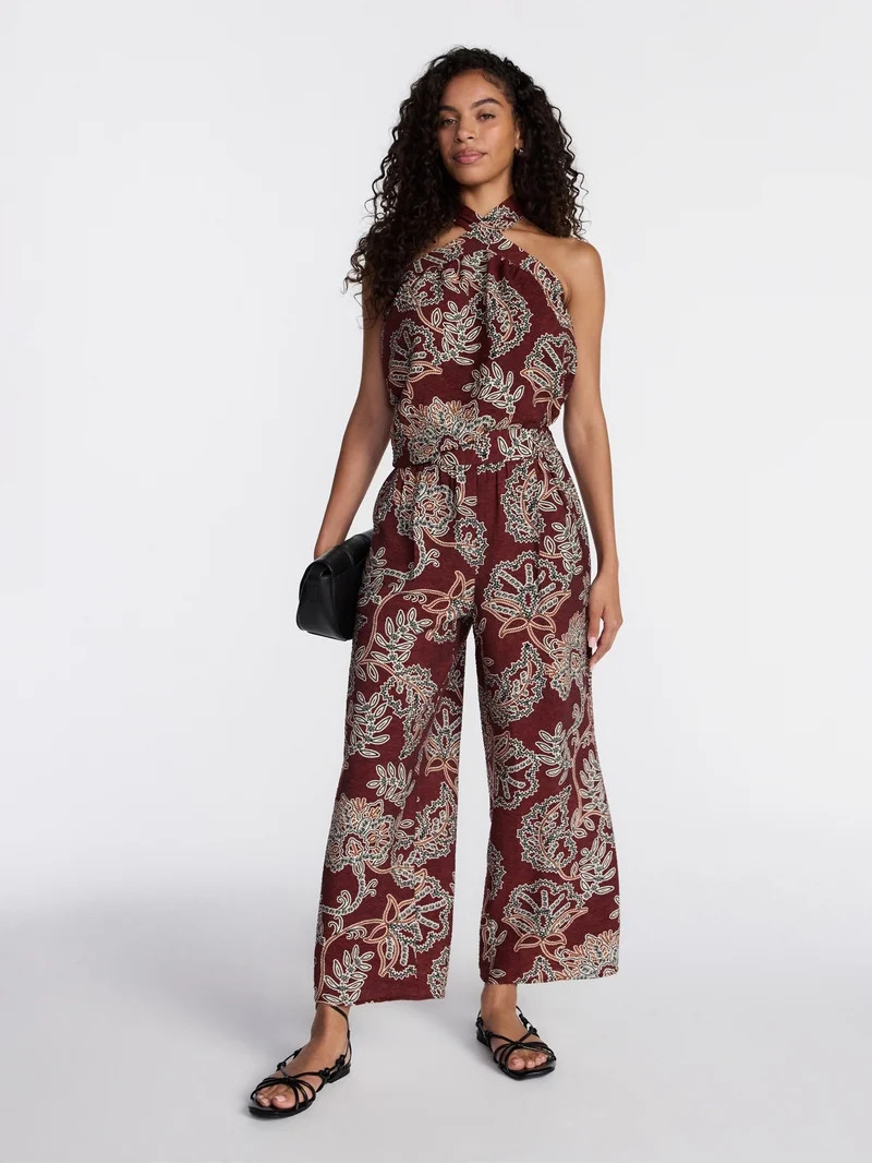 Time and Tru Women's Wide Leg Print Pants, Sizes XS-XXXL | Walmart (US)