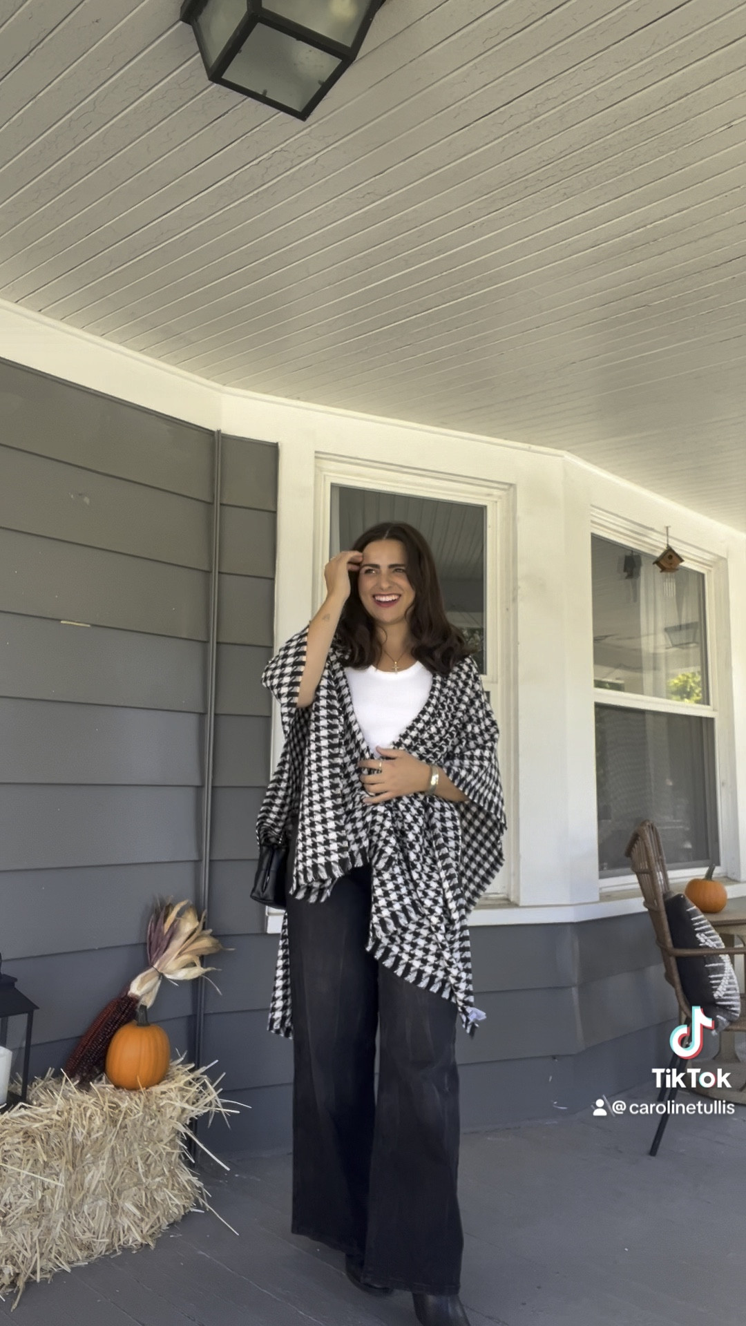 Love this poncho!!! 🖤🤍 

#LTKSeasonal #LTKFindsUnder50 #LTKVideo