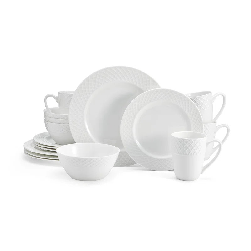 Mikasa Trellis 16 Piece Dinnerware Set, Service for 4, White | Wayfair North America