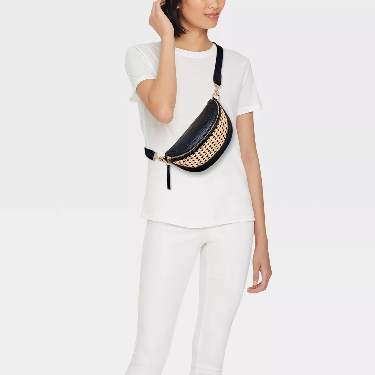 Straw Detail Belt Crossbody Bag - Universal Thread™ Black | Target