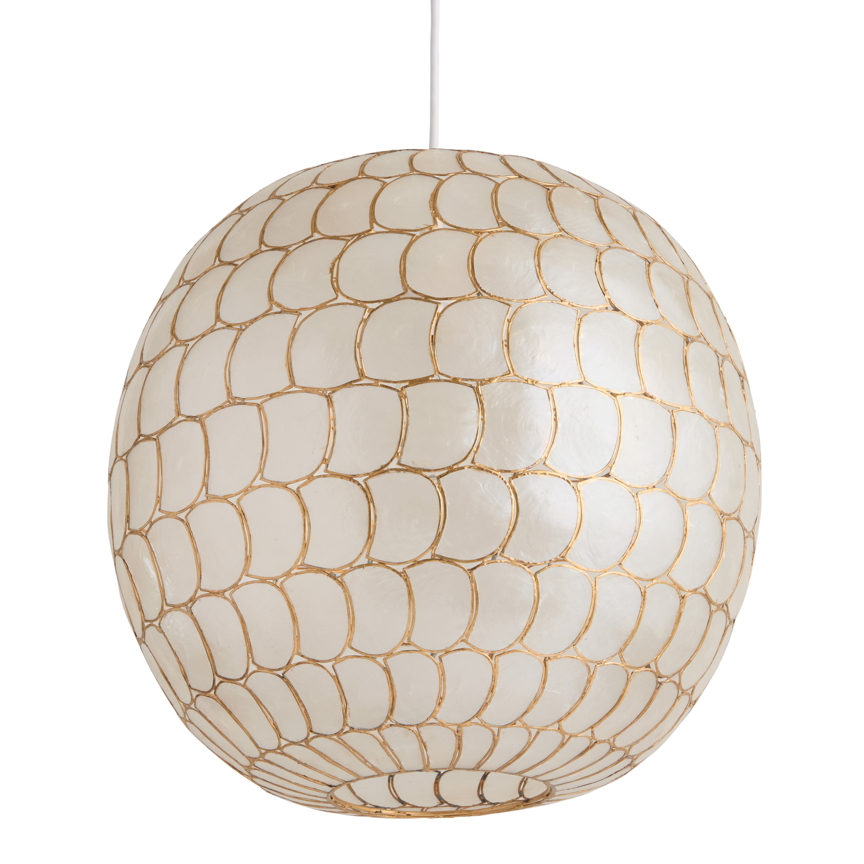 Natural Capiz and Gold Metal Globe Wavy Pendant Lamp | World Market