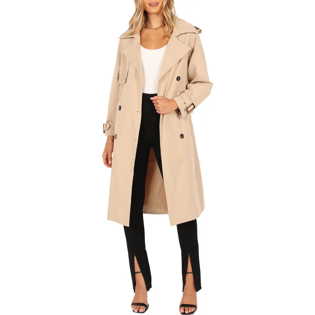 Petal & Pup Trina Belted Trench Coat in Beige at Nordstrom, Size X-Large | Nordstrom